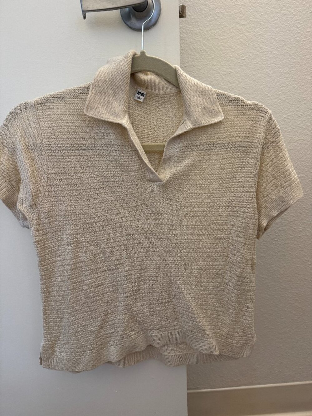 Uniqlo Cream Knit Polo Shirt
